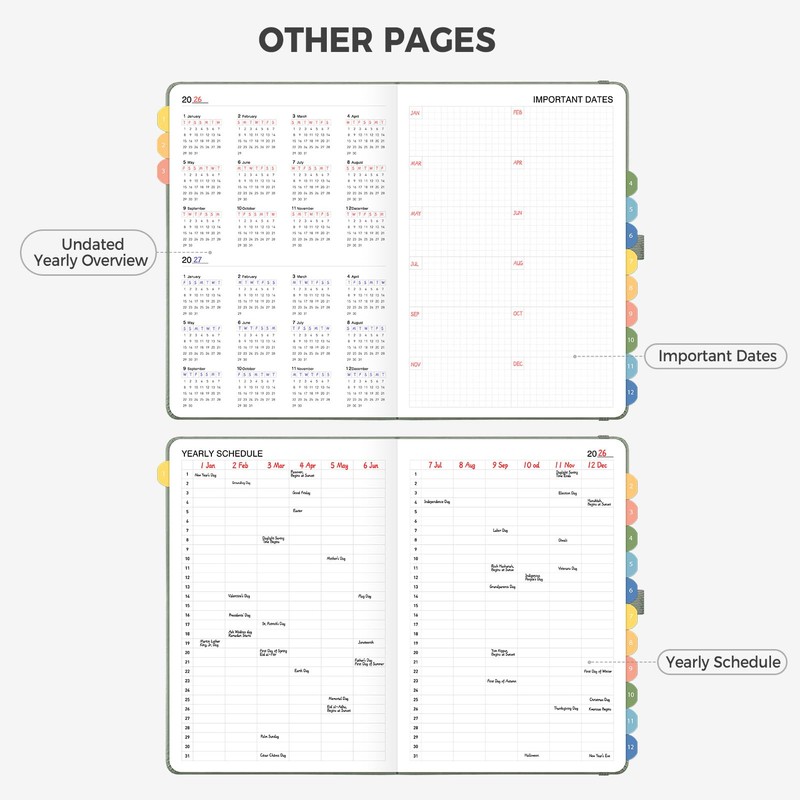 Undated Appointment Book, 52 Weekly & 12 Monthly Planner, A5