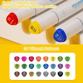 Elezeal 24 Assorted Colours Dual Tip Super Washable Colouring Pens Kit for Kids Premium Felt Tip Pens That Can Easily Wash Off Skin & Clothing | Ideal for Kids Aged 3+