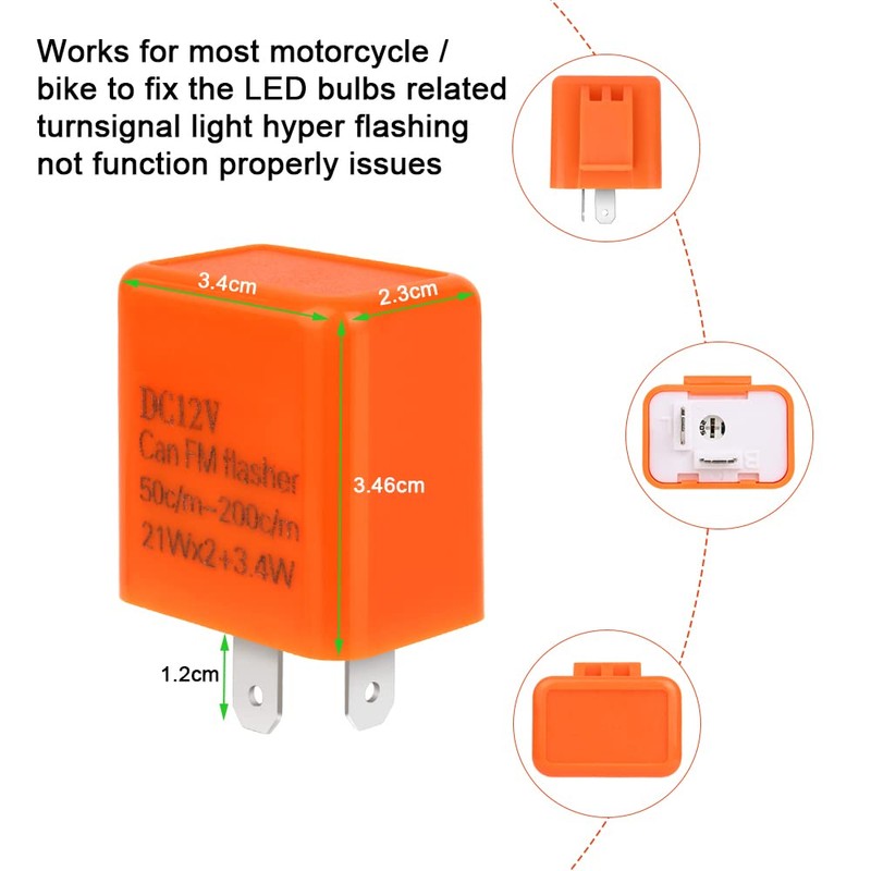 URAQT 12V 2-Pin LED Flasher Relay, Adjustable Indicator Relay, Turn