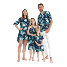 Matchable Family Hawaiian Luau Sweetheart Maxi Dress, Orchid Breeze Navy, Women, X-Large