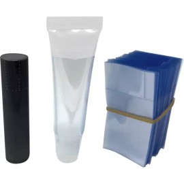 Sangpum Sangse Seolmyeong Chamjo 립밤 튜브와 립글로스 스퀴즈 위한 밴드 250팩 천공 투명 완벽한 수축 250-Pack Band for Lip Balm Tube and Lip Gloss Squeeze, Perforated Transparent Perfect Shrink
