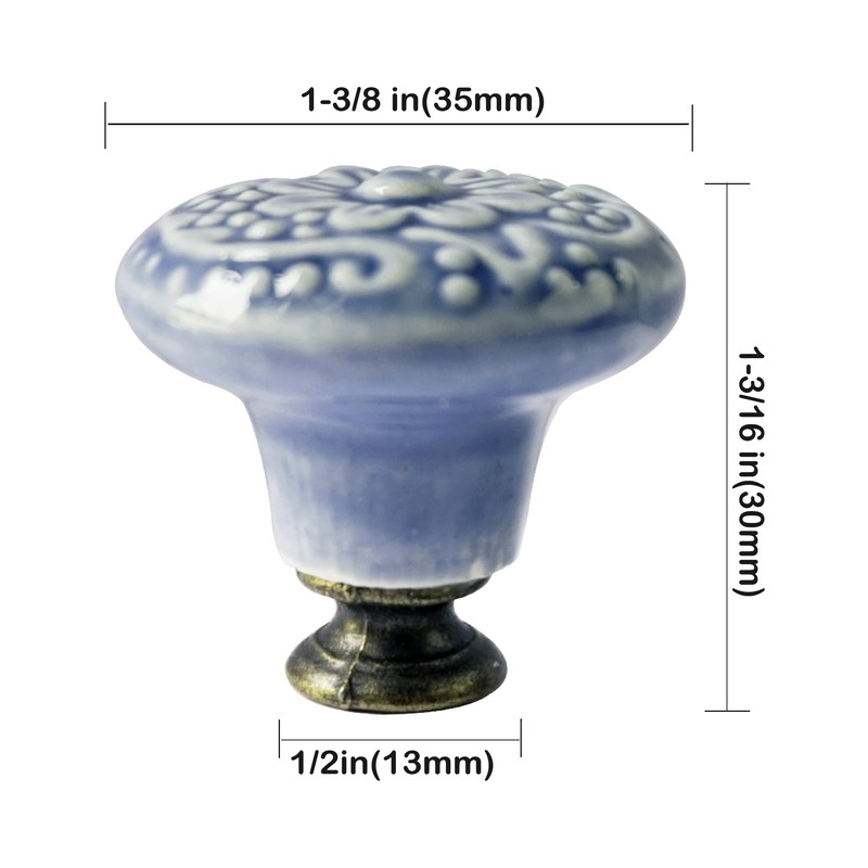 Perphin 1-2/5 inch Ceramic Kitchen Cabinet Knobs for Drawer Dresser