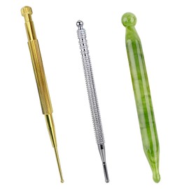 YFFSFDC Ear Urn Stick, Face Pointer, Press Point Pointer, Round Tip, Lightweight, Beautiful Facial, Position Check, Spring Type, Pressure Point Pushing Stick, Massage Stick, Set of 3