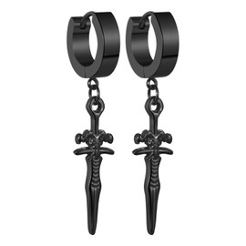 OIDEA Unisex Sword and Dagger Earrings: Black Vintage Men Women Stainless Steel Hoop Earrings with Unique Design Pendant Perfect for Friends Family Retro Lovers