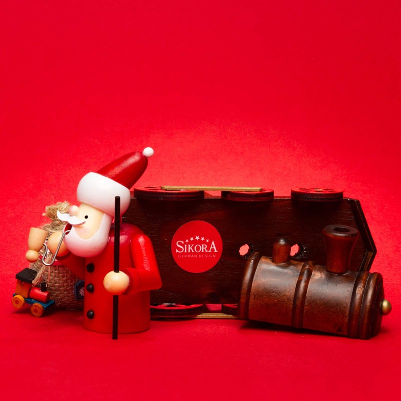 SIKORA RM-A01-LOK Wooden Incense Smoker Santa Claus in the Locomotive