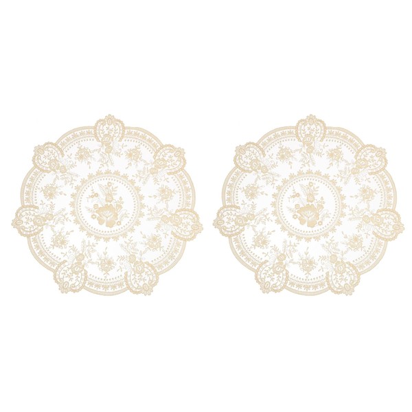 sourcing map 2Pcs Retro Lace Placemats, 13x13inch Round French Crochet