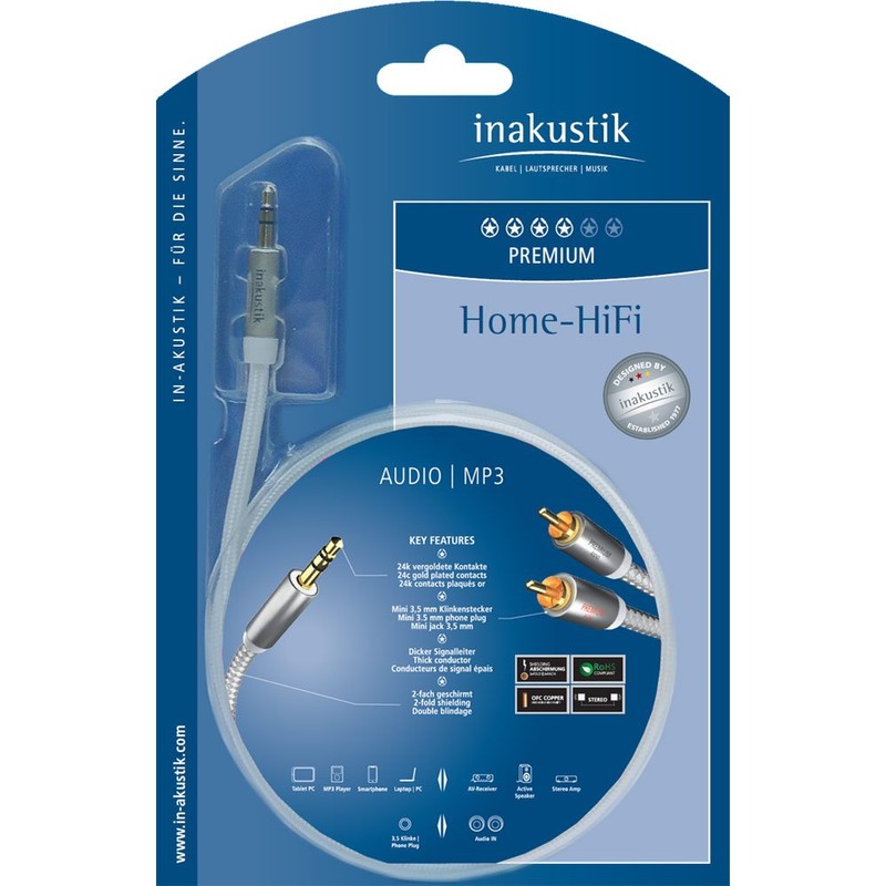 In-akustik Premium II 3.5 mm Jack Plug to 2x RCA