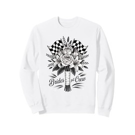 Brides Pit Crew Checkered Flag Racing Wedding Bridal Bouquet Sweatshirt