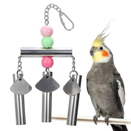 Litewoo Bird Stainless Steel Bell Toys, Safe and Stable Hanging Spoons Pipe Chew Bite Toy（B）