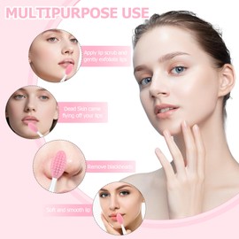 3 in 1 Lip Scrub Brush,Lip Applicators and Facial Pore Cleansing Brush,Silicone Lip Mask Applicator for Lip Lightening,Makeup Skincare Removal,Exfoliating Dark Lips,Remove Blackheads
