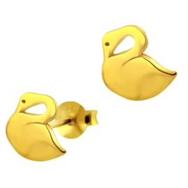 Gold Plated Swan Earrings - 925 Sterling Silver