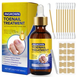 Ingrown Toenail Treatment, 60ml Ingrowing Toenail Kit, Ingrow Toenail Corrector, Anti Ingrow Nail Cuticle Care Oils for Trimming Toenail Softening Drops with Nail File & 10Pcs Toenail Corrector Patch