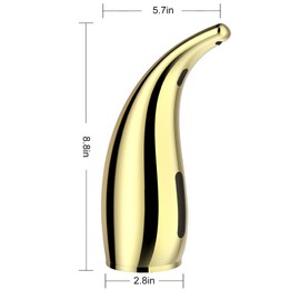 Automatic Soap Dispenser Touchless Modern Minimalist Magnetic Charging Infrared Inductio Kitchen and Bathroom Soap Pump 10oz/300ml Gold (Golden)