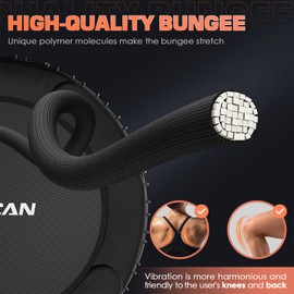 BCAN 450/550 LBS Foldable Mini Trampoline, 40"/48" Fitness Trampoline with Bungees, U Shape Adjustable Foam Handle, Stable & Quiet Exercise Rebounder for Kids Adults Indoor/Garden Workout