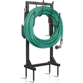 Garden Hose Holder Water Hose Holder with 4 Spikes, Freestanding Hose Hanger ...