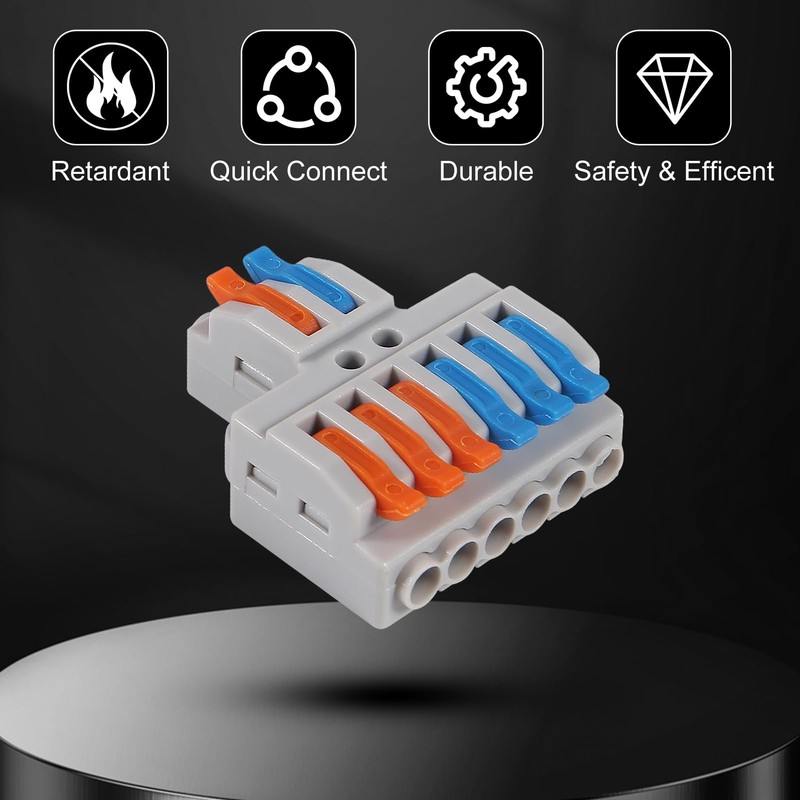 10 pcs Lever Wire Connectors (2 in 6 Out),Quick Wiring