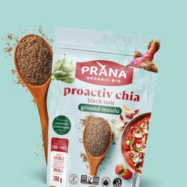 Prana Ground Black Proactiv Chia Seeds | Chia Seeds with Probiotics | Healthy Gut Flora | Non-GMO, Gluten Free, Keto | Source of Omega-3 | 200g