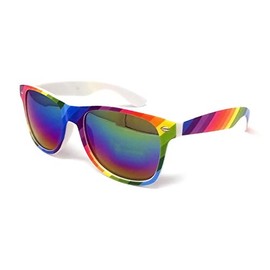 B-Creative KIDS Sunglasses Boys Girls Shades Black Childrens Classic Vintage Holiday UV400 (RAINBOW FRAME RAINBOW MIRRORED LENS)