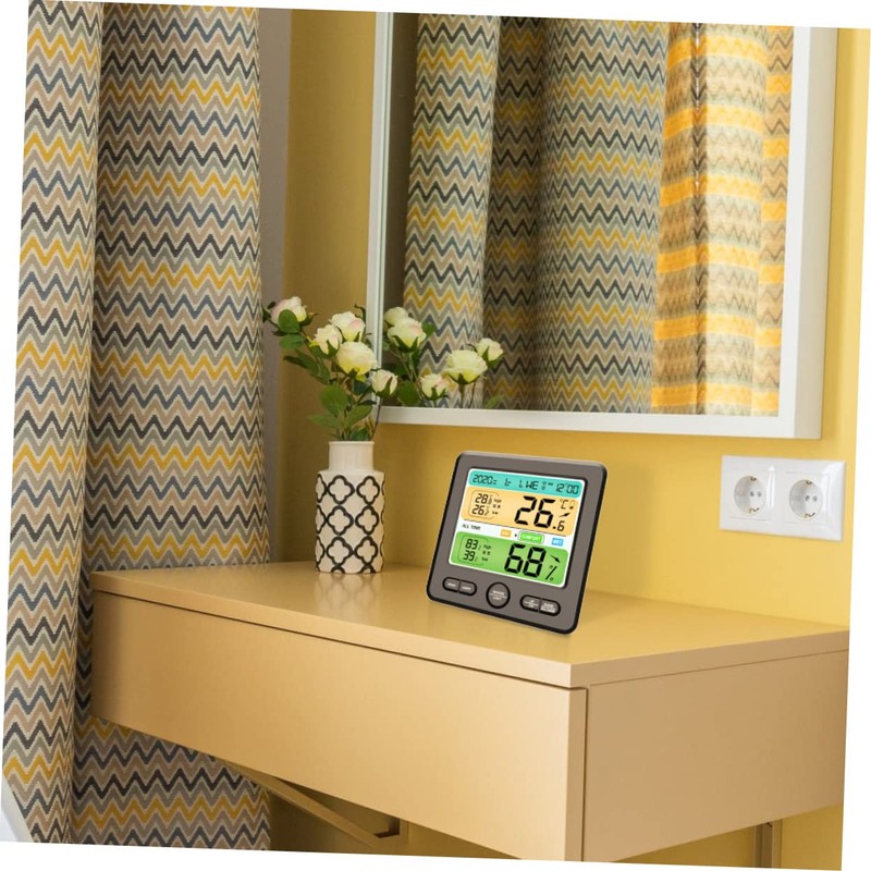Kisangel 1pc Wall Mounted Hygrometer Clock Thermohygrometer Clock Digital Clock
