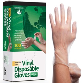 TenderGentle Vinyl Disposable Gloves for Cooking and Food Prep - 100 Clear Medium Latex Free Disposable Gloves - Food Safe Gloves for BBQ, Cooking, Food Prep, Cleaning, and More - Guantes Desechables