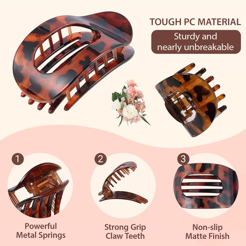 Flat Hair Clips for Women,4 Pack Ergonomic Curved Hair Claw