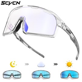 SCVCN color Photochromic bike Cycling glasses Outdoor Sports Eyewear Men MTB Mountain Bike Cycling glasses Women Bicycle Riding Eyewear Fishing glasses Golf Hiking Eyewear Full frame and half frame 2 wearing modes - Color: Blue-10