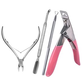 siyuwuro 4 in 1 Acrylic Nail Clippers Kit False Nail Clippers Cuticle Trimmer Pro Stainless Steel Nail Clippers for Acrylic Nail Tips Cuticle Removal Pusher Dead Skin Clippers for Manicure Pedicure