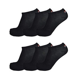 Fila® Unisex Invisible Trainer Socks, Pack of 6, 35-46, Plain - Black , size: 43-46 (9-11 UK)