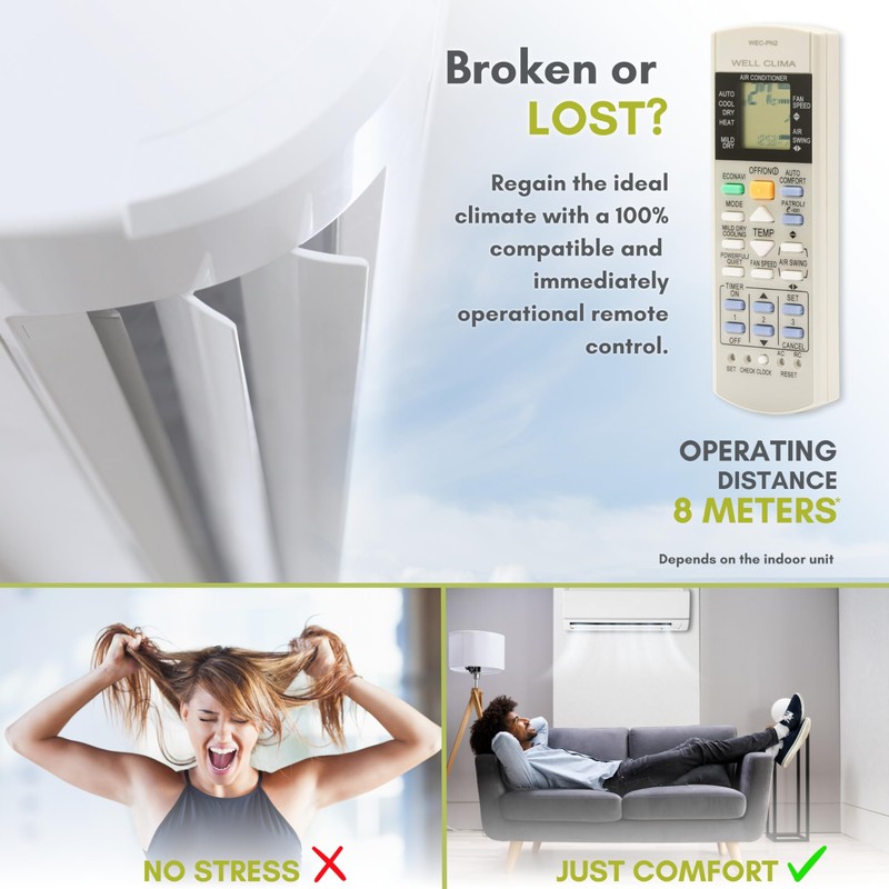 Wellclima Universal Remote Control specific for Panasonic National Air Conditioner,