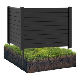 CHEFJOY 48"W x 36"H Privacy Screen(2 Panels), Outdoor PVC Privacy Fence w/ 3 Ground Stakes, Pool Equipment Enclosure, Trash Can Enclosures, Air Conditioner Fence for Garden AC Unit Pump Patio, Black