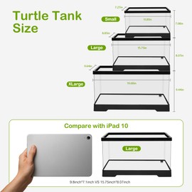 Clioran Turtle Tank Kit,PC Large Red Eared Slider Aquarium,Aquatic Baby Tortoise Habitat for Fishes and Amphibians,Include Filter*1,Filter Plates*2,Plants*2,Lamp*1,Bulb*1,Stone*1,Basking Platform*1