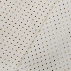 Neotrims Faux Leather PU Aertex Eyelet Fabric Fat Square,Stretch Soft Material. Cream, Fat Square (45x27cms)