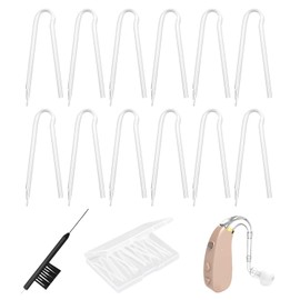 KASURE 12Pcs Hearing Aid Tubes, Professional Hearing Aid Supplies with Hearing Aid Cleaning Brush and Storage Box, Soft Flexible PVC for Most Hearing Aids Tubes, Transmitting Clear Sound(3.1 * 2.0mm)