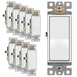 ENERLITES Matte White Light Switch, Decorator Paddle Rocker Wall Switch, 3-Way, 3 Wire, Grounding Screw, Residential Grade, 15A 120V/277V, UL Listed, 93150-MW-10PCS (10 Pack)