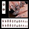JUSTOTRY 24 Pcs Oval Short False Nails with Snake and