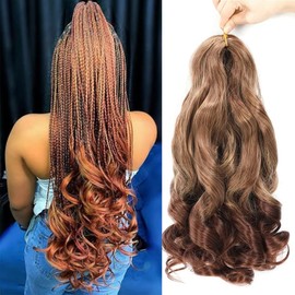 French Curly Braiding Hair 20 inch Loose Wavy 8 Pack Bouncy Braiding Hair extensions 75g/Pack French Curly Synthetic Hair Extensions (20'' (pack of 8), 27/33#)