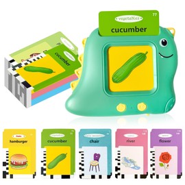 Dinosaur Talking Flash Cards for Toddlers Ages 1-5, 224 English Words Learning Toy with Real Voice Pronunciation, Interactive Educational Speaking Flashcard Device Gift for Boys and Girls, Preschool