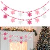 Breling 2 Pack 8.2Ft Christmas Snowflake Banner Pink White Felt