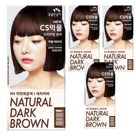Man with Flowers CS Ink Premium Color Cream Hair Dye, N4 Natural Dark Brown, 4 Pieces / 꽃을든남자 CS먹물 프리미엄 칼라크림 염모제, N4 자연흑갈색, 4개