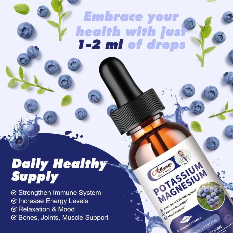2 Potassium Magnesium Drops High Absorption,Imp<wbr/>roved Sleep,Stress Anxiety Relief