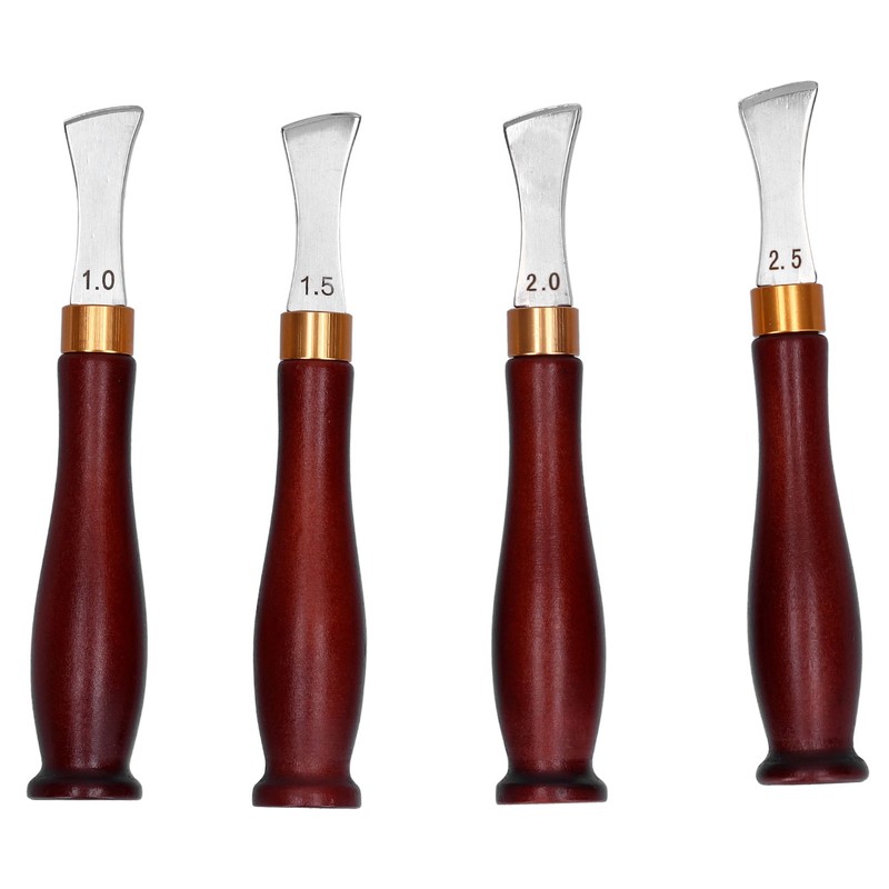 4pcs Leather Edgers Sharp Professional Trimming Working Kit with Wooden