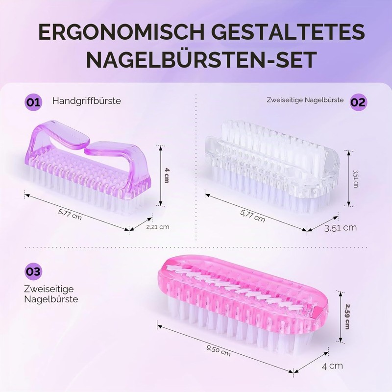 MelodySusie 3-Piece All-in-One Nail Brush Set for Manicure and Pedicure