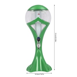 SHZICMY Green 3L Liquor Tower Dispenser, Iced Beverage Dispenser with LED Lights & Removable Ice Tube, Modern ABS & PET Material, Gravity Beverage Dispenser