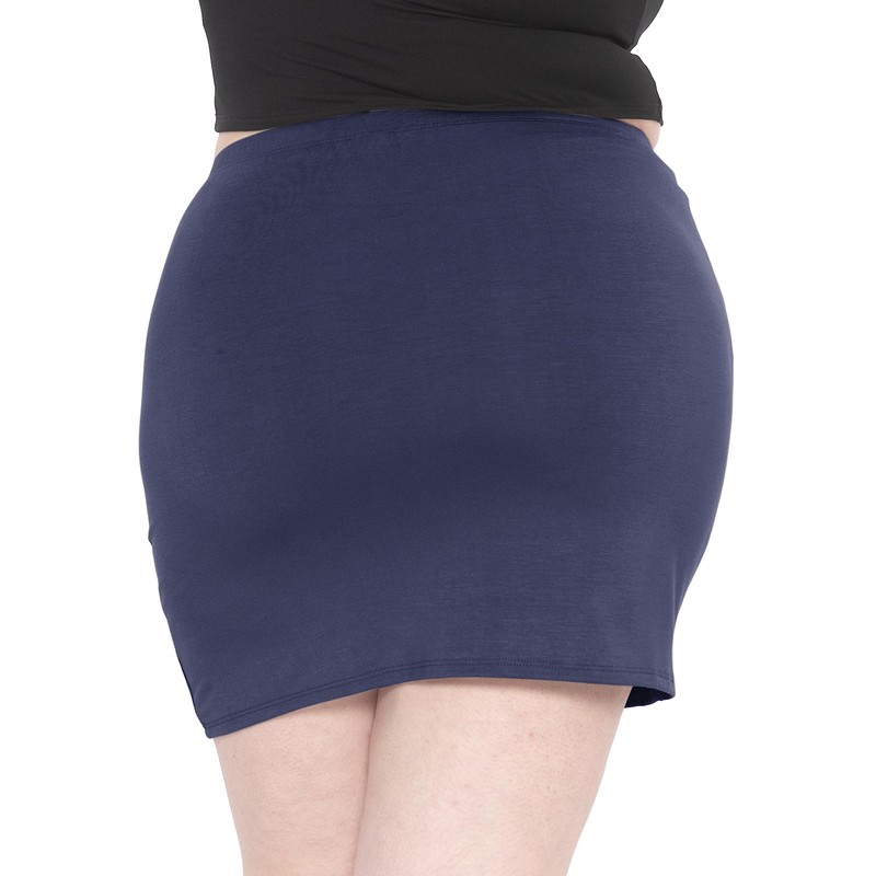 Minifalda básica de algodón suave y elástica para mujer, talla