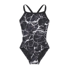 TYR Girls' Durafast Elite Diamondfit Swimsuit, Titanium/Synapse, 22