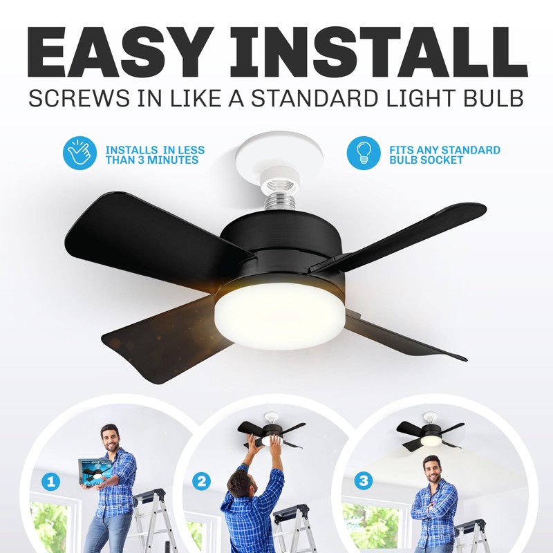 Bell+Howell Socket Breeze Socket Fan Light with Remote, Portable Small