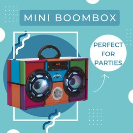 Wireless Express - Boombox Speaker with LED Lights – Retro Bluetooth Speaker w/Enhanced FM Radio - Perfect for Home and Outdoor (Swirl Bling)