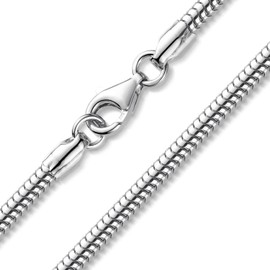 MATERIA by Matthias Wagner Women's Snake Chain Necklace 925 Silver 3 mm in 4 Lengths, Sterling Silver