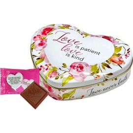 Scripture Candy, Love is Patient, Love is Kind Heart Tin with Milk Chocolate, 9 Pieces