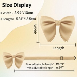 LHXzizizi Oversized Bow Ties for Men, Adjustable Pre Tied Mens Bow Tie, Tuxedo Bowties Men for Wedding Party Graduation Proms (Champagne)